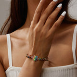 Handmade Natural Stone Beaded Bracelet – Adjustable Woven Bangle for Women Jewelry Colorful