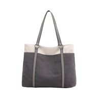 Women Tote Bag for Work Travel Canvas Laptop Handbag Shoulder Bag Gray