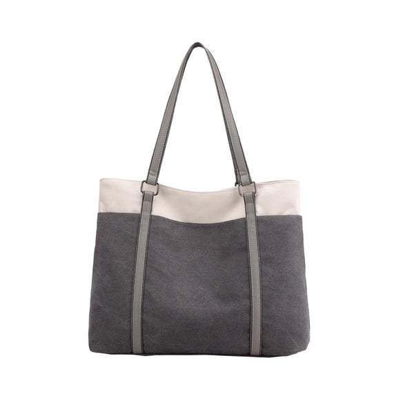 Women Tote Bag for Work Travel Canvas Laptop Handbag Shoulder Bag Gray