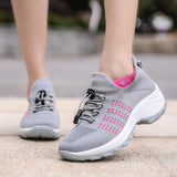 Lightweight Stretch Mesh Walking Shoes Slip On for Men and Women Grey Pink