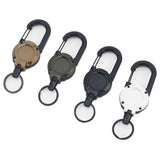4 Pack Retractable Keychain Carabiner Automatic Badge Reel with 60cm Steel Cable for Keys Flashlights Small Tools