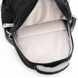 Solid Nylon Backpack Teenage Girls School Shoulder Bag Black