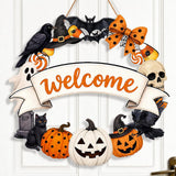 2 PCS Engineered Wood Halloween Ghost Pumpkin Hanging Door Signs Style 2