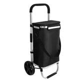 Foldable Shopping Cart Trolley Aluminium Waterproof Grocery Storage Bag Black