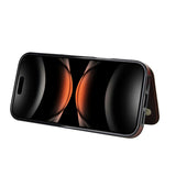 Flip Leather Wallet Case Shockproof Cover for iPhone 17 Series Dark Brown