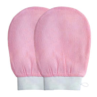 2Pcs Moroccan Exfoliating Gloves – 100 Percent Viscose Body Scrub Bath Mitts Light Pink