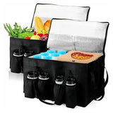 77L Insulated Food Delivery Bag with Four Hole Cup Holder Black