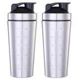 2PCS 750ml Protein Shaker Bottle with Mixing Ball Stainless Steel Shake Cup Gym Workout Drink Mixer
