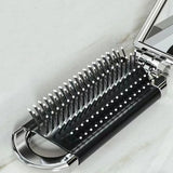 2Pcs Folding Brush with Mirror for Women Girls - Mini Hair Brush Silver Plated