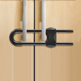 5 Pcs U-Shaped Cabinet Locks for Drawer and Door Knob Handles Black