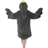 Wearable Goose Blanket Hoodie Onesie Oversized Flannel Cozy Hooded with Sleeves for Teens Adult Gray