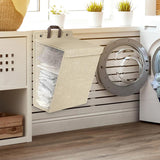 2 PCS Wall Mounted Foldable Laundry Hamper Hanging Clothes Storage Basket Beige