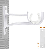 2PCS Metal Support Curtain Rod Pole Wall Bracket Holder Hook Rack White
