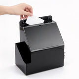 Acrylic Collection Box with Lock for Tips Ballots Business Cards Black