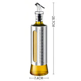 500ml Glass Oil Dispenser with Capacity Markings Push-Button Bottle