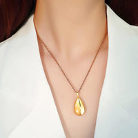 Stainless Steel Teardrop Cremation Pendant – Keepsake Memorial Necklace Gold