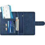 Passport Holder Protective Leather Cover Wallet With Secure Button Closure For Travel Essentials Blue