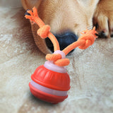 2Pcs Interactive Rolling Dog Ball Toys Touch Activated Squeaky Dog Toy with Rope for Small Dogs Puppy