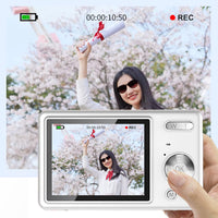 4K HD 1080P Digital Camera Retro Video Camera for Kids Beginners with 32GB TF Card White