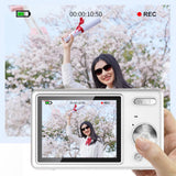 4K HD 1080P Digital Camera Retro Video Camera for Kids Beginners with 32GB TF Card White