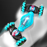 2.4GHz RC Stunt Car Toy with Light Music 4WD Off-Road Remote Control Twist Car Toy for Kids Xmas Birthday Green