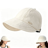 Wide Brim Sun Hat for Women Sun Hat with Ponytail Opening Foldable Adjustable Outdoor Hat for Beach Hiking Travel Beige