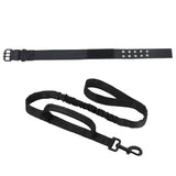 Padded Nylon Dog Collar Leash Set Adjustable for Large Dogs Black