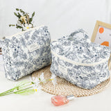 3Pcs Set Travel Makeup Bags Cosmetic Bag Aesthetic Floral Toiletry Organizer Bags Style 1
