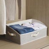 2Pcs  Storage Bin with Handles Large Capacity Closet Shelf Organizer for Clothes Blanket Hats Beige