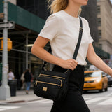 Ladies Crossbody Bag Shoulder Messenger Bag with Multiple Pockets Black