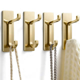 4 PCS Stainless Steel Double Adhesive Hooks with 3kg Capacity Gold