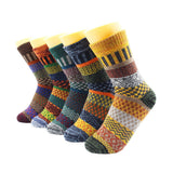 5 Pairs of Vintage Winter Socks Unisex Crew Socks Style 2