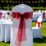 10 Pcs Organza Wedding Chair Sashes Bow Back for Party Decor Red