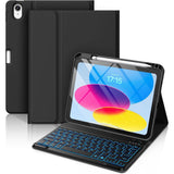 Bluetooth Keyboard Case Compatible With iPad 11th 10th Gen A16 Backlit Cover Black