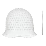 Hair Coloring Highlighting Dye Cap Frosting Tipping Reusable with Stainless Steel Hook White