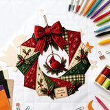 Christmas Quilted Wreath DIY Sewing Kit with Precut Fabric for Door Decor Style 3