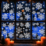 Christmas Window Clings – Snowflakes Static Stickers in Gold and Silver for Holiday Decorations Style 2