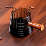 180ml Ribbed Glass Measuring Cup with Engineered Wood Handle Black