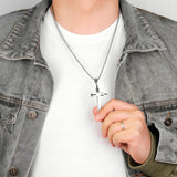 Crucifix Pendant Necklace Titanium Steel Unisex Chain - Silver