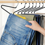 10 Pack Open Pant Hangers Space Saving Clothes Hangers with Non Slip Curved Ends for Jeans Trousers Skirts Scarves Towels Blankets Black