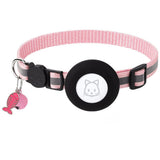 Reflective Cat Collar with AirTag Holder Adjustable Breakaway Pet Collar with Bell for Cats and Small Pets Pink