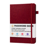 Password Book with A-Z Alphabet Tabs and Elastic Closure Red