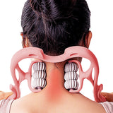 6-Roller Hand Neck Shoulder Massager Handheld Massager Pink