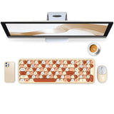 2.4GHz  Wireless Keyboard and Mouse Combo Cute Brown