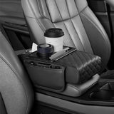 Car Armrest Cushion Organizer with Cup Holder Multi-Functional Center Console Pad Black