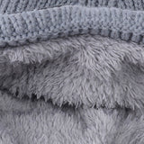 Double Layer Winter Beanie with Goggles Cute Cat Ear Knit Hat for Winter Gray