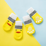 16Pcs Set Anti-Slip Dog Socks Stretchable Footwear Paw Protector for Indoor Use Duck Style