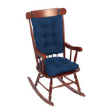 2Pcs Set Non-Slip Rocking Chair Cushion Set with Seat and Back Cushion Navy Blue