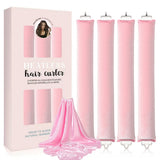 4PCS Heatless Hair Curlers Set for Overnight Styling No-Damage Hair Tools Pink