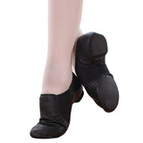 Leather Latin Dance Shoes Low Heel Women Stretch Fabric Non Slip Sole Black
